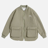 Winter High Quilted Solid Color Parka Cargo Jacket