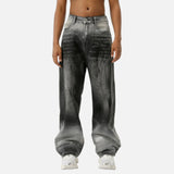 Vintage Washed Black Gray Gradient Jeans