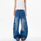 Retro Slim Fit Workwear Denim Cargo Jeans