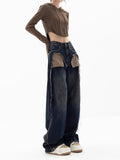 Vintage Patchwork High Waist Wide Leg Jeans