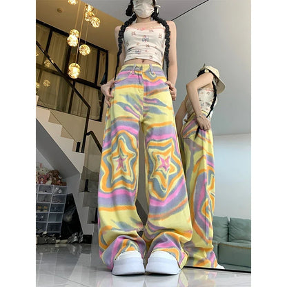 High Street Star Gradient Color Jeans
