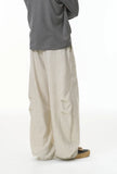 American Solid Color Relaxed Fit Linen Wide Leg Pants