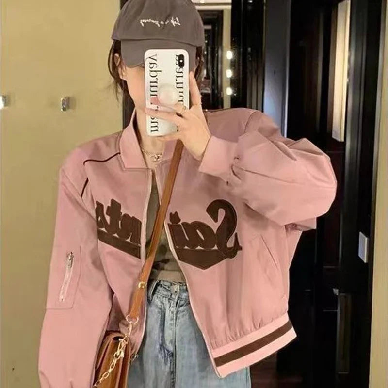 Women Stylish Embroidered Baseball Jacket