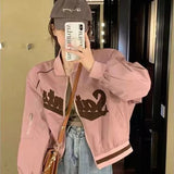 Women Stylish Embroidered Baseball Jacket