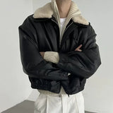 Detachable Fur Collar Thick Velvet Lined Leather Jacket