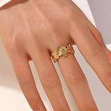 Y2K Adjustable Gold Floral Ring