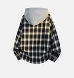 Plaid Oversize Designer Hooded Long Sleeve Shirt