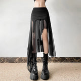 Gothic Cyber Y2K Irregular Hem Skirt