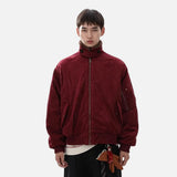 Breathable Quilted Solid Color Bomber Fur Jacket