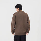 Comfortable Ribbed Knit Half Zipper Sweater