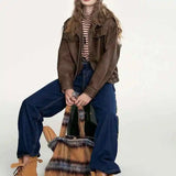 Vintage American Style Retro Maillard Style Jacket