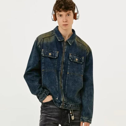 Streetwear American Style Old Washed Denim Jacket