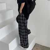 Plaid Patterned Wide-Leg Pants