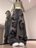 Vintage Oversize Cutting Ripped Denim Jeans