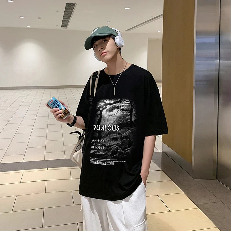 Streetwear Oversized Gothic Graphic T-Shirt