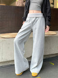 Y2K Solid Wide Leg Drawstring Sweatpants