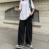 Comfortable Solid Color Wide Leg Cargo Pants