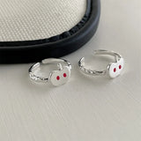 Cute Cartoon Apple Silver Metal Ring
