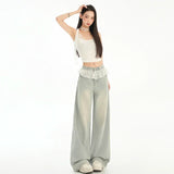Retro Comfortable Lace-Edged High Waisted Jeans