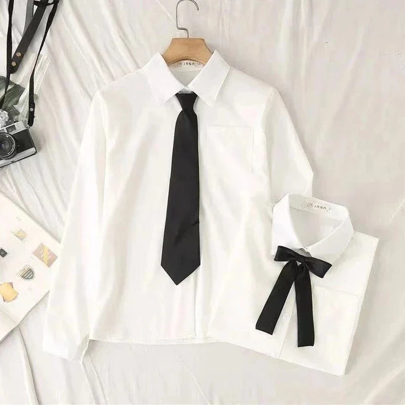 Plain White Oversized Shirt With Tie