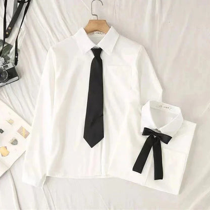 Plain White Oversized Shirt With Tie