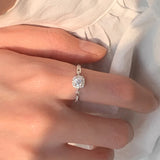 Elegant Silver Zircon Geometry Ring