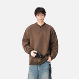Casual Stand Collar Button Detail Sweatshirt