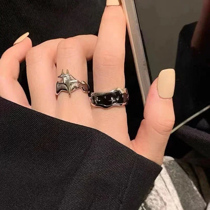 Vintage Gothic Silver Stars Adjustable Ring