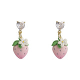 Korean Strawberry Flower Love Heart Earrings