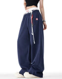Women Cool High Waisted Loose Blue Sweatpant