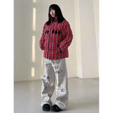 Cool Retro American Letters Print Loose Jeans