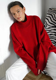 Flattering Oversized High Collar Knitted Sweater