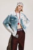 Flattering White Tie Dye Hip Hop Denim Jacket