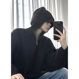 Y2K Cozy Knitted Half Zipper Hooded Knitwear Sweater