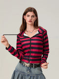 Easy Match Striped Zip-Up Hooded Sweatshirt