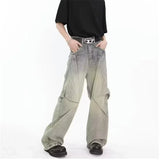 Streetwear Comfort Distressed Wide Leg Cargo Jeans