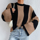 Women Casual Comfort Striped Knit Loose Sweater