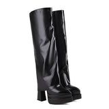 Vintage Y2K Style Black Knee High Zipper Boot