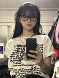 Vintage Cute Rabbit Print Loose T-Shirt