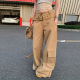 Elevated High Waisted Belted Cargo Pants