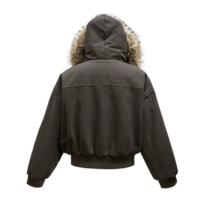 Arctic Luxe Fur-Trimmed Hooded Bomber Jacket
