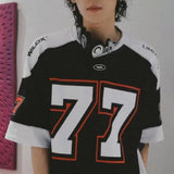 Contrast American Style Sport Jersey T-Shirt