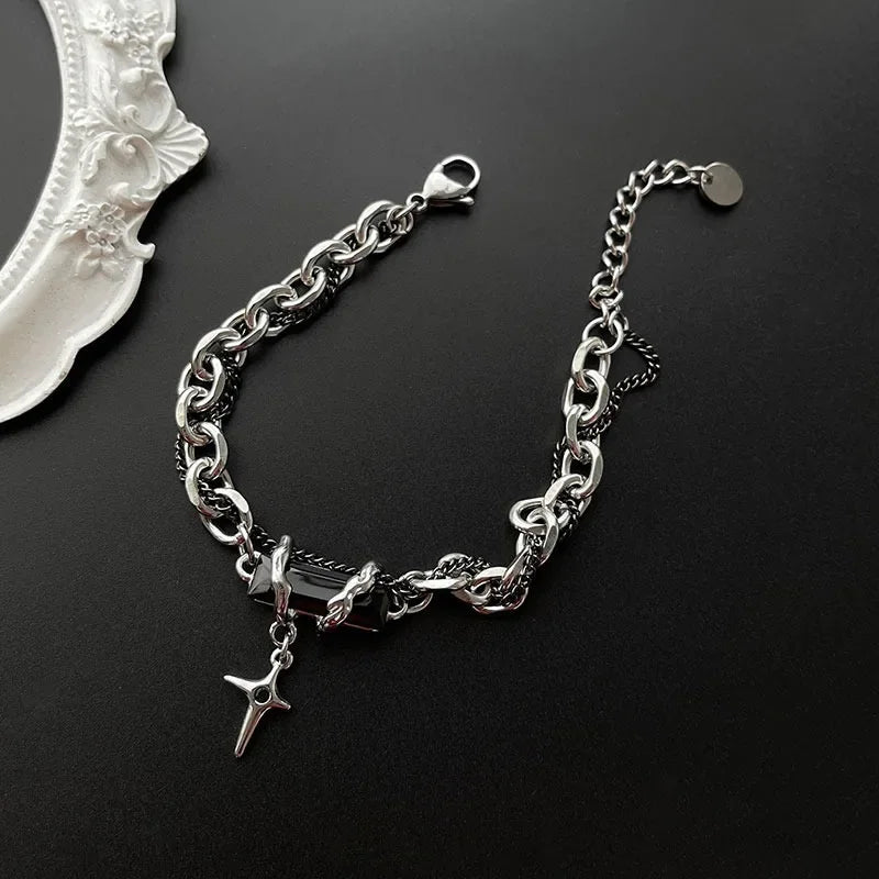 Black Zircon Star Titanium Bracelet