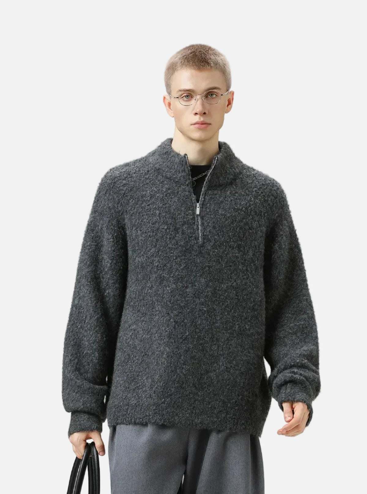Y2K Cozy Thickened Half Zip Knitted Sweater