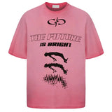 Trendy Grunge Hip Hop Graphic Printed Washed T-Shirt