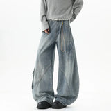 Y2K High Street Wide Leg washing Big Pocket Denim Jeans
