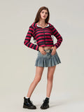 Easy Match Striped Zip-Up Hooded Sweatshirt