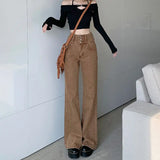 Vintage High Waist Flare Denim Straight Jeans