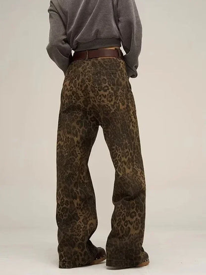 Y2K Leopard Flair High Waisted Pants