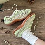 Chic Light Green Fishnet Lace-Up Flat Sneaker